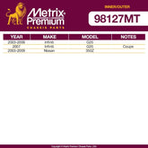 Metrix Premium 4 PC Inner Tie Rod End and Outer Tie Rod End Kit  98127MT fitment